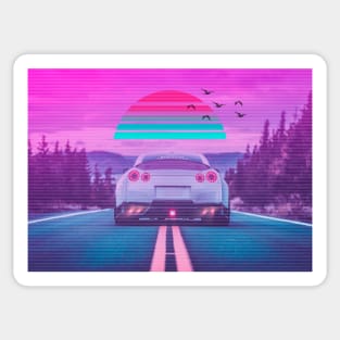 Car Retro Nissan GTR Synthwave sun Sticker